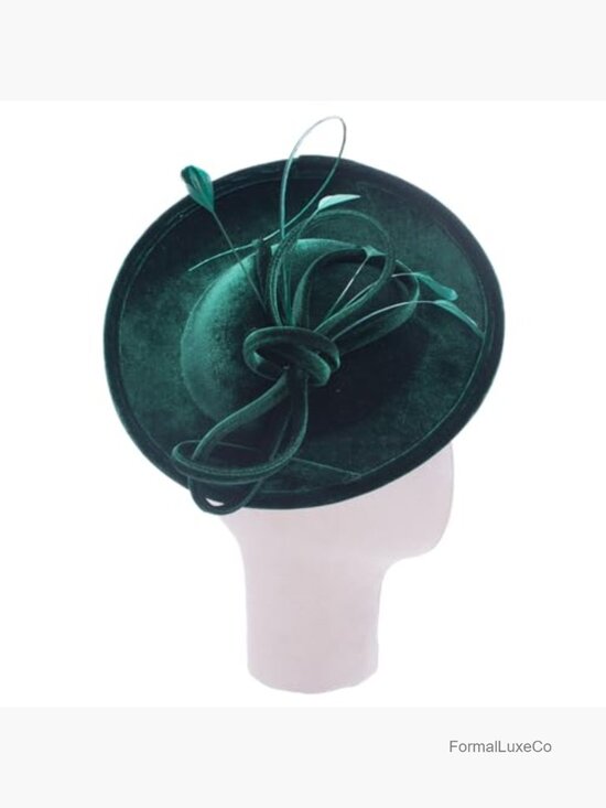 Velvet Disc Fascinator Headpiece with Loop Decor and Feathers main image 7